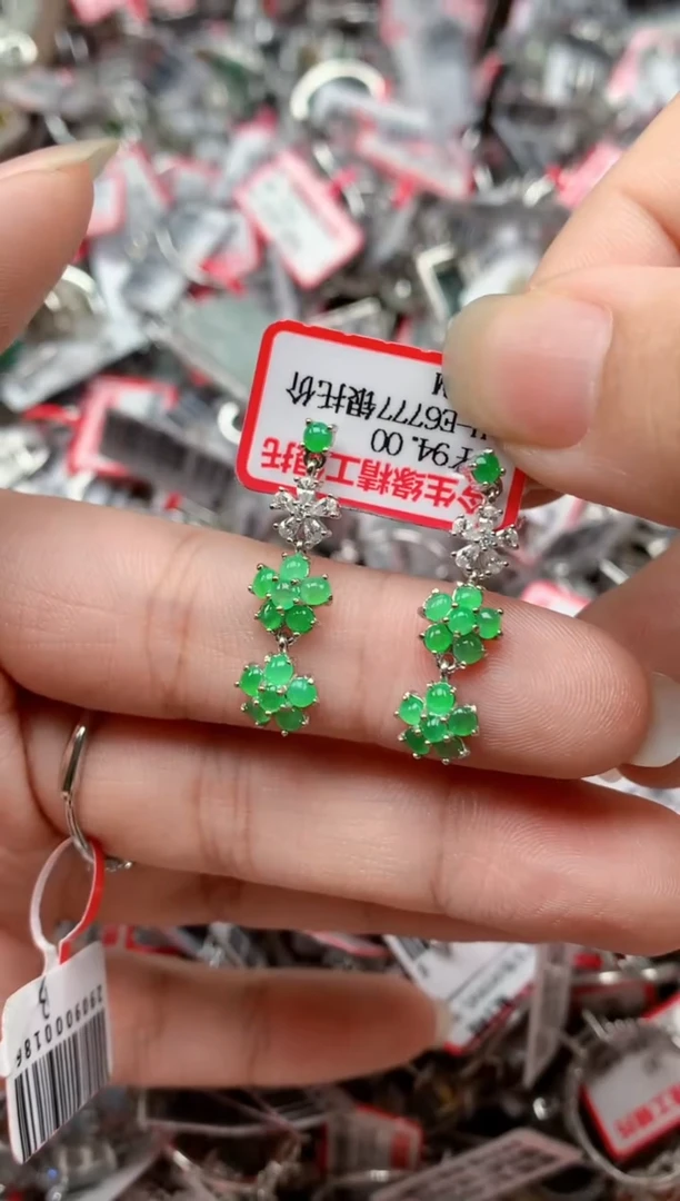 银S925镶嵌戒指翡翠天然A货缅甸翡翠