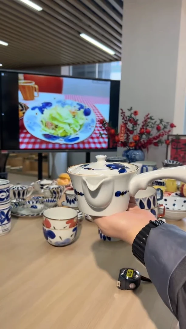 【闪购商品】瓷片（B）风轮花 横手急须