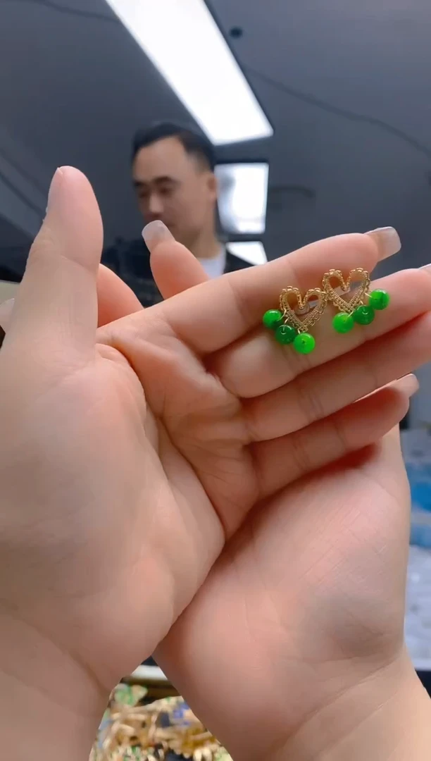 【闪购商品】翡翠耳饰合金52翡翠耳钉