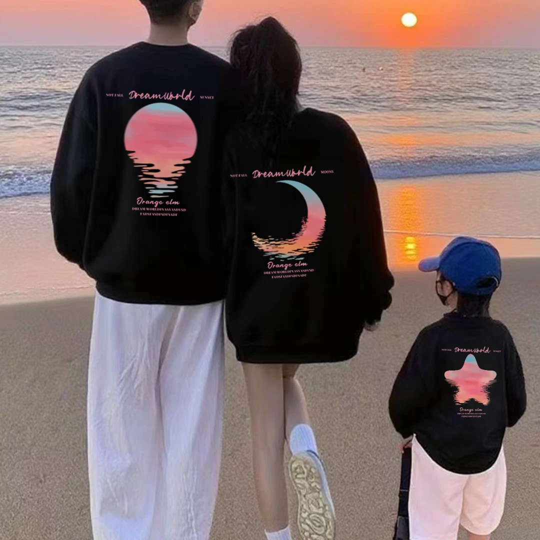 网红亲子家庭装全家一家三四口母女子卫衣服外套秋冬儿童班服长袖