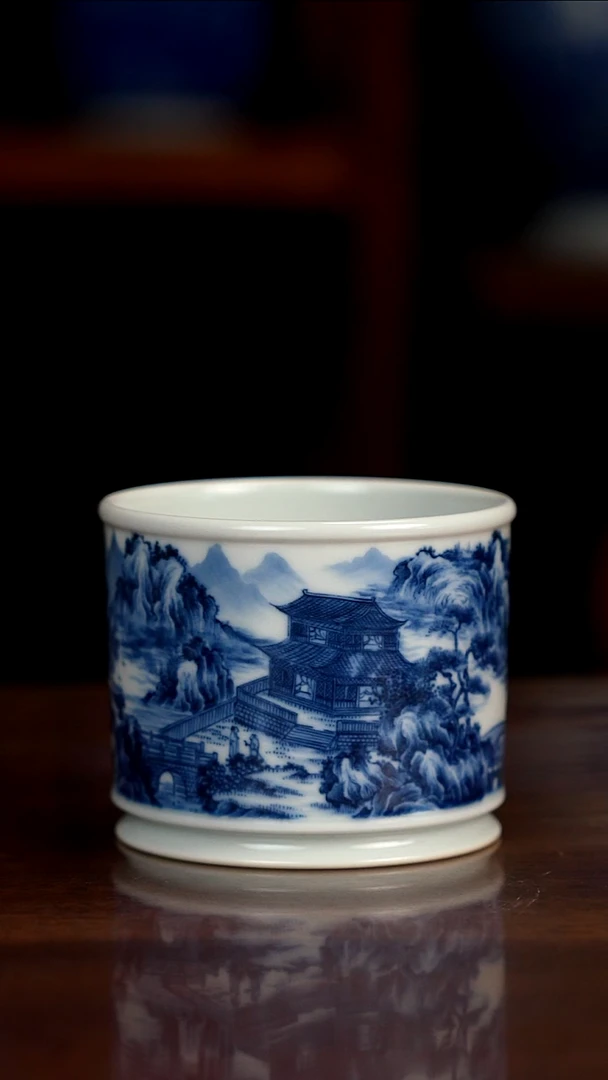 景琳藏北派山水楼阁融天杯