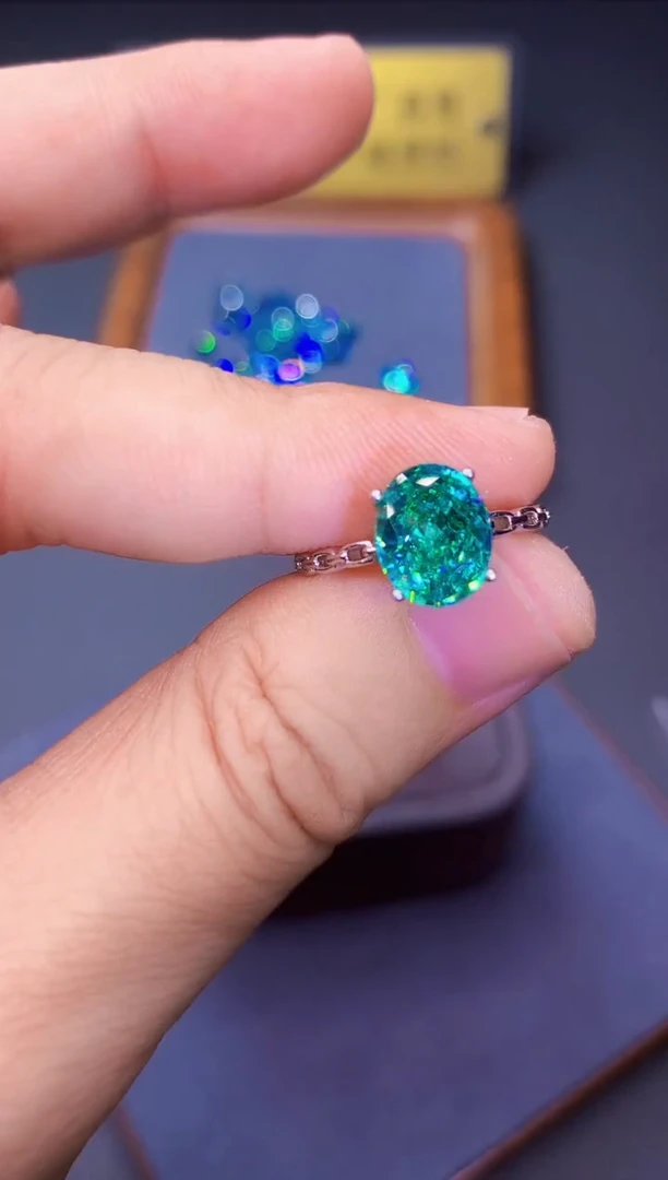 帕拉依巴碧玺戒指银S925镶嵌00000