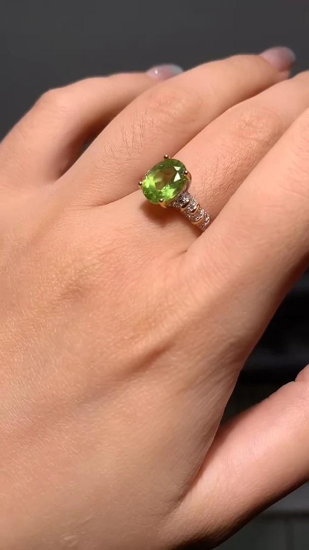 橄榄石戒指银S925镶嵌【宝石世家矿主】