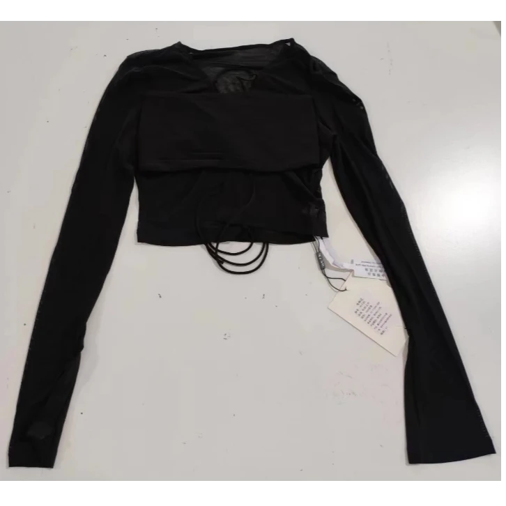 莲的百万 打底衫黑色短款时尚修身