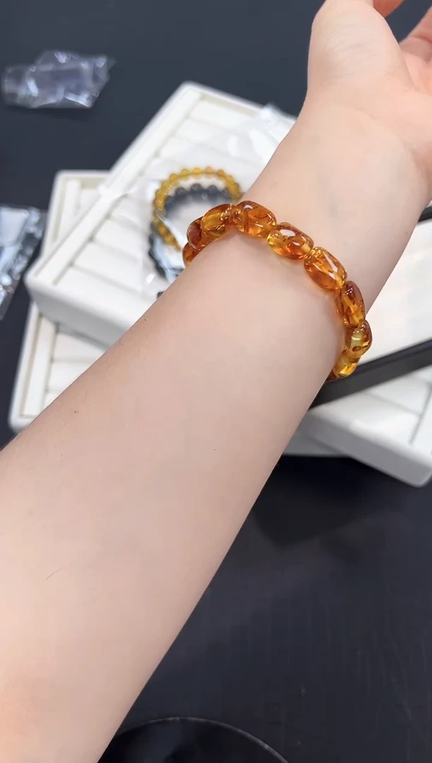 未镶嵌琥珀（花珀）手串91a多样性发其一【1条】默认微瑕