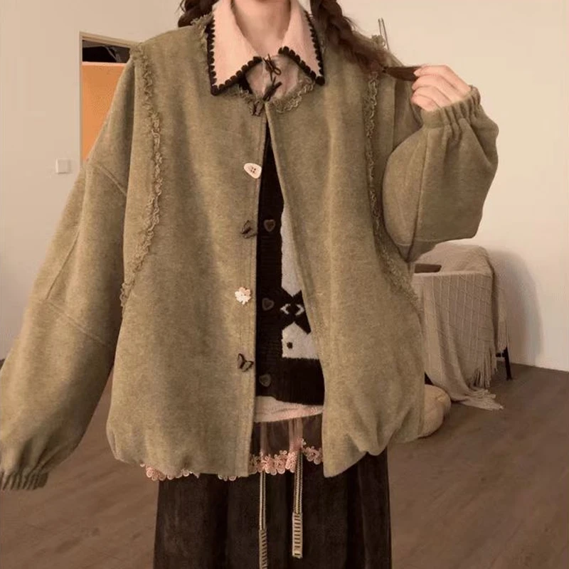 2025年秋冬新款韩系慵懒风保暖棉服外套外套宽松百搭加厚