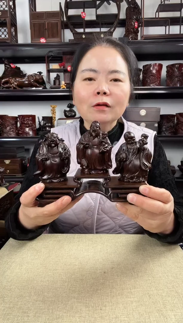 木三连+福禄寿老李红木工艺品