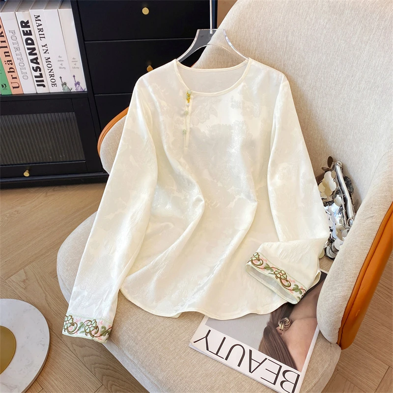 新中式内搭衬衫女2025早秋季新款爆款国风女装唐装打底衫上衣小衫