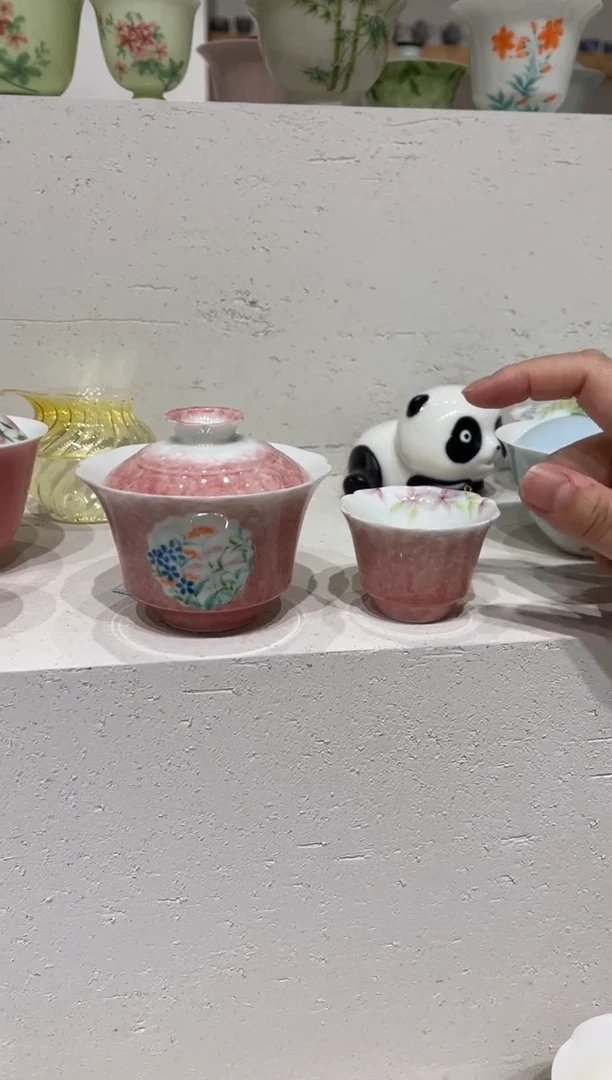 【闪购商品】无落 开窗花缀 盖碗+杯 哈哈哈