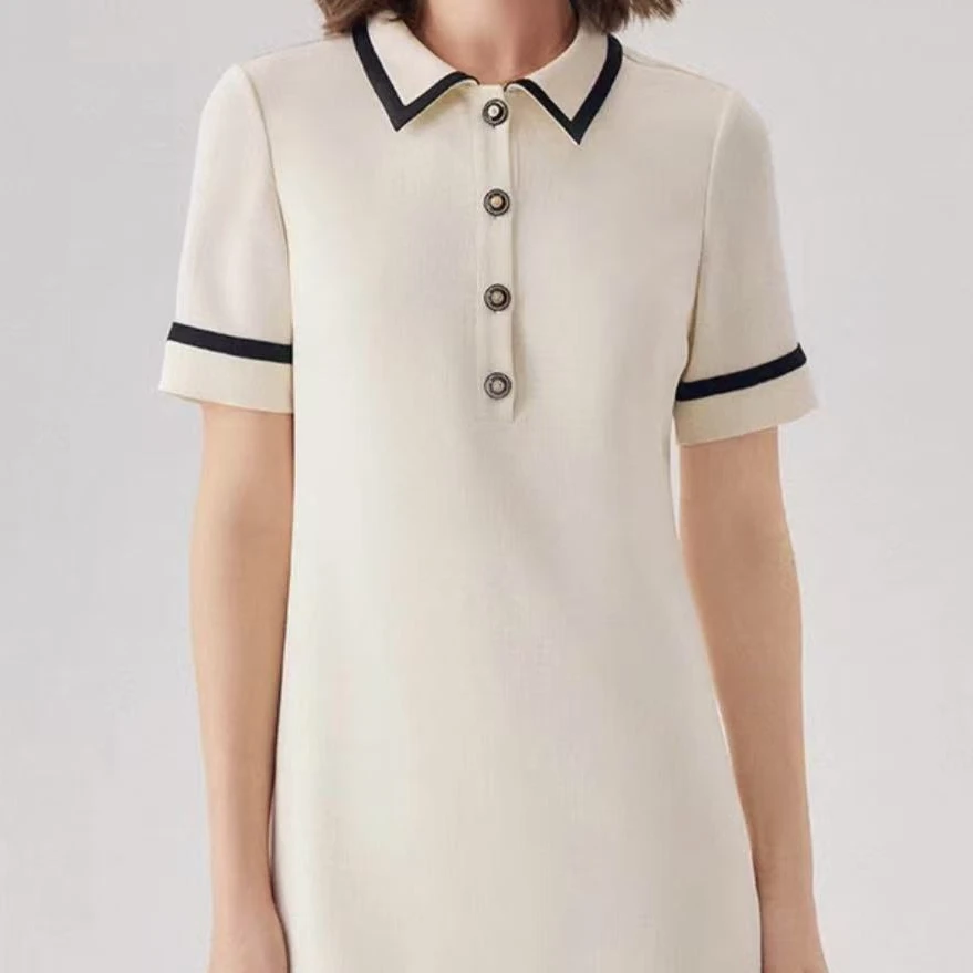 哥哥白色排扣连衣裙-E033