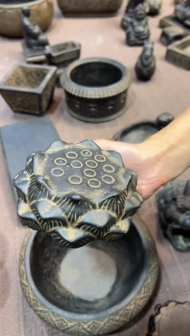 陶土【火山泥】莲蓬实心底座