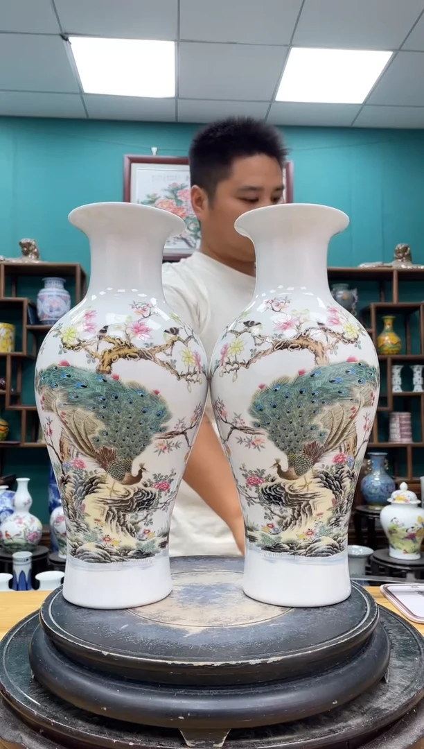摆件孔雀鱼尾陶瓷摆件2个
