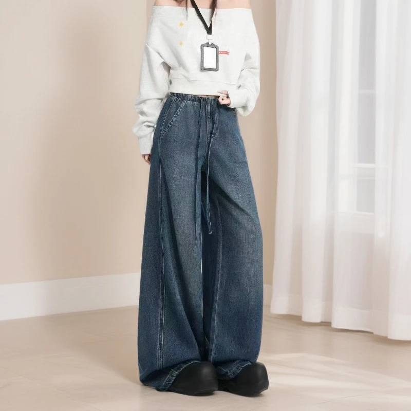 KIKI严选：9365-JHY家欧货南油时尚松紧腰抽绳百搭松弛感牛仔裤