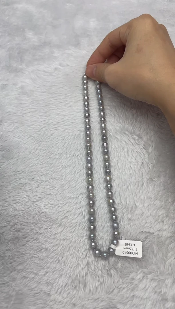 项链银S925镶嵌海水珍珠AK真多麻7-7.5mm