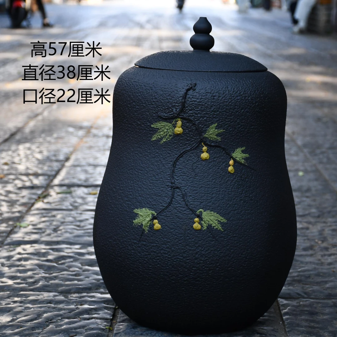 建水紫陶大号茶缸家用功夫茶具米缸水缸防潮茶叶罐子密封存茶罐