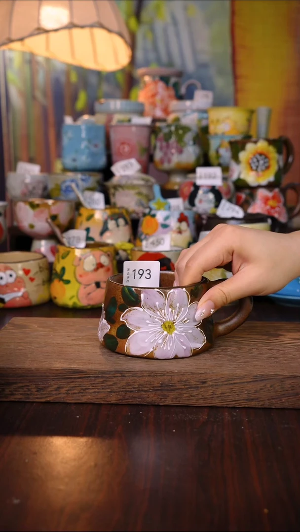 摆件泥垚手作 景德镇手工手绘陶瓷器物  带勺子 随机发