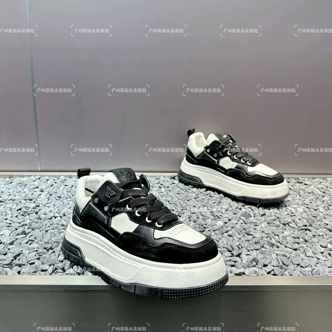 2025早春新款皮面擦色厚底男士增高百搭时尚轻奢运动潮流休闲潮鞋