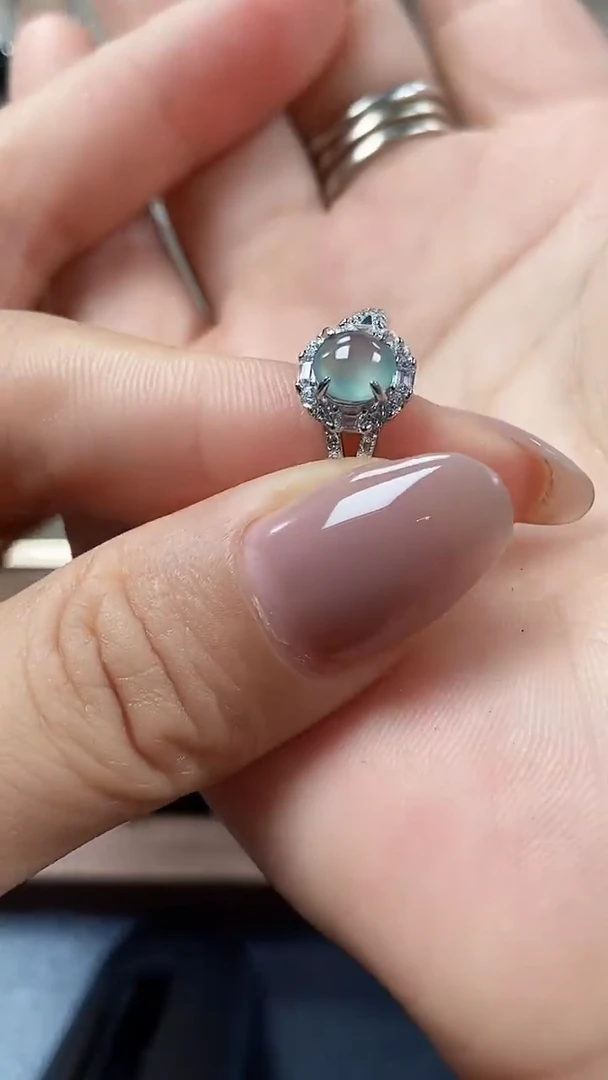 银S925镶嵌戒指翡翠3046