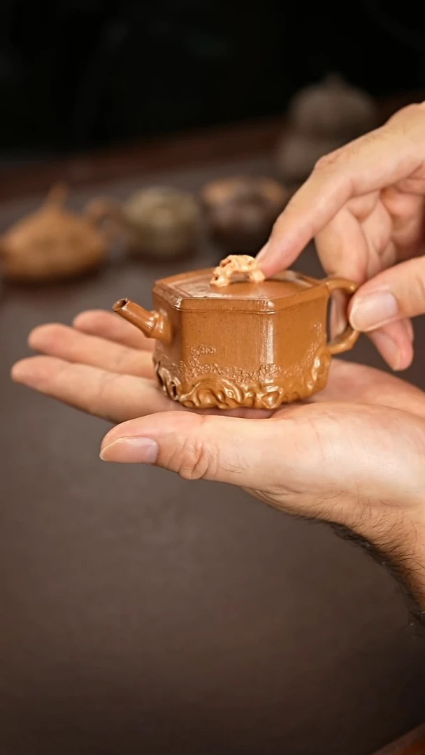 茶壶紫砂六方云竹紫砂壶