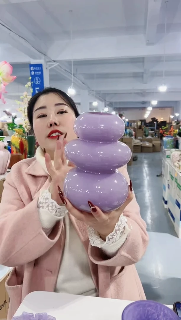 【闪购商品】玻璃XX-紫色三星堆花瓶