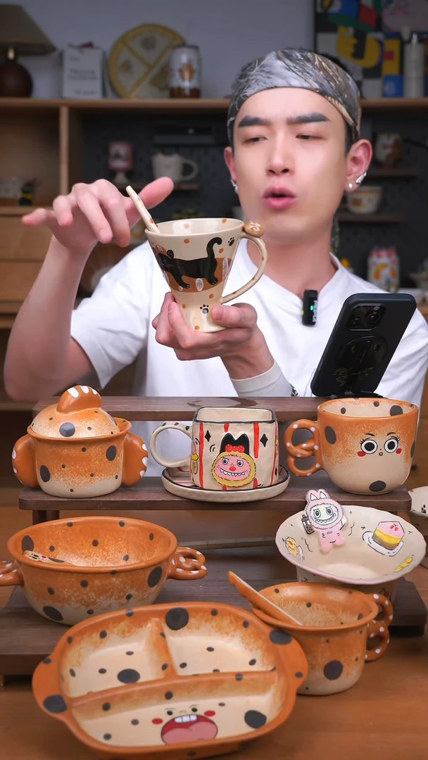 杯子景德镇可爱设计师款陶瓷（送勺）