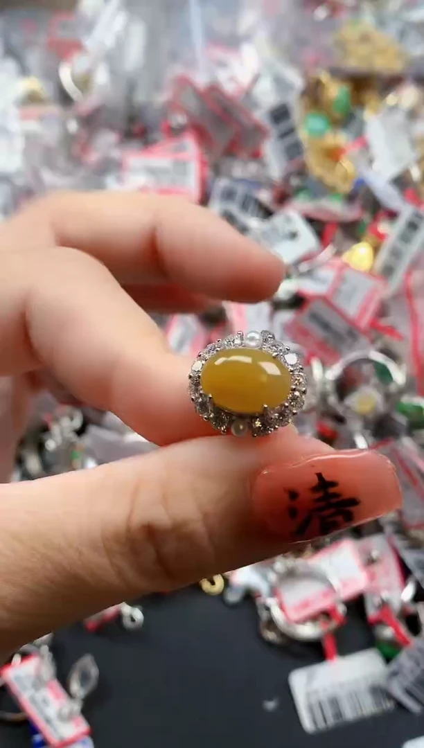 银S925镶嵌戒指翡翠天然A货缅甸翡翠