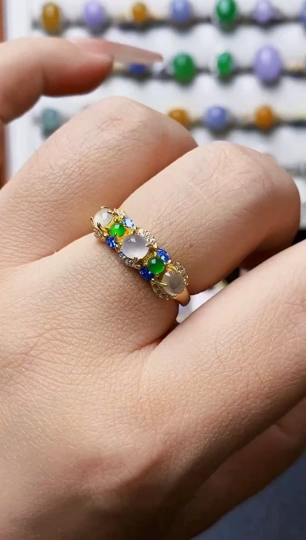 银S925镶嵌戒指翡翠0215