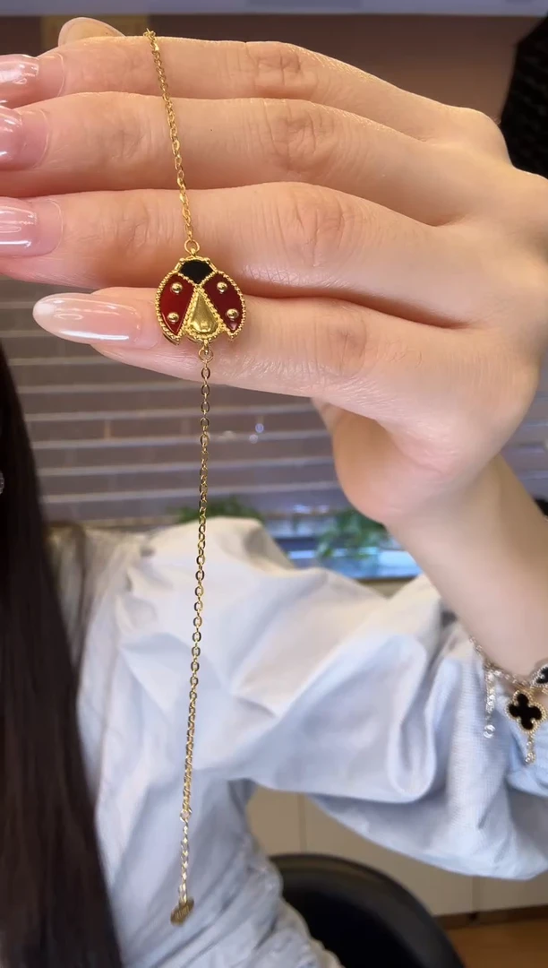 18K金镶嵌手链玛瑙/玉髓瓢虫手链