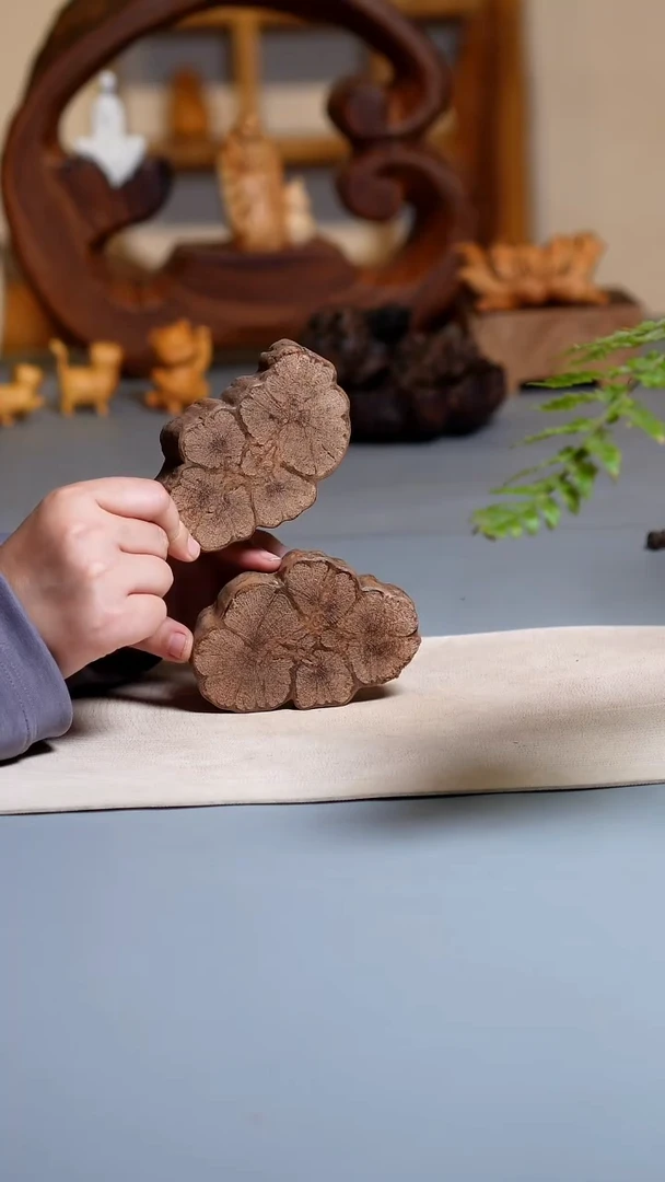 木无漆无蜡九龙藤杯垫一对0916.