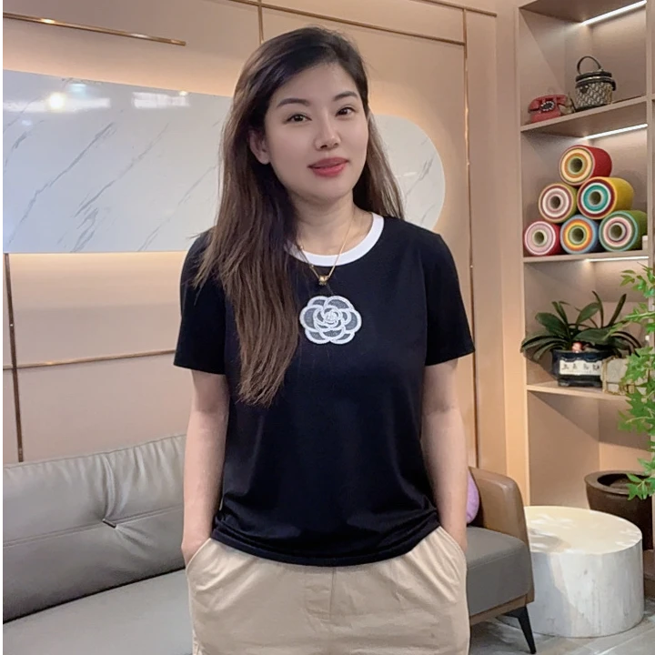 怡特美【山茶花】夏季凉感兰精莫代尔+棉显瘦百搭圆领短袖T恤259860