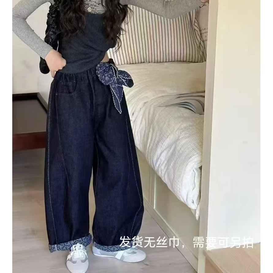 2025秋季新款韩版女童时尚宽松牛仔裤裤子女童牛仔裤
