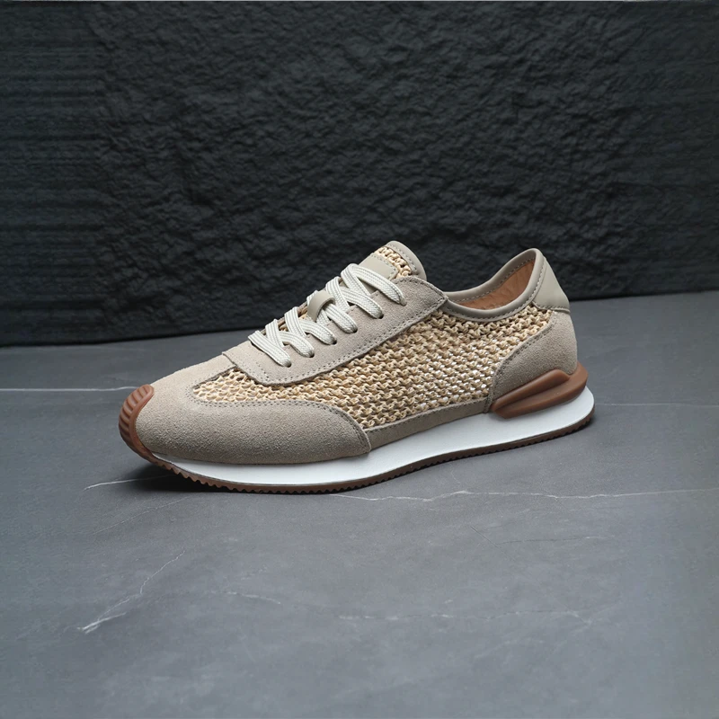 Louis Fordea/路易弗狄男鞋透气网面编男士迷彩透气内增高休闲鞋