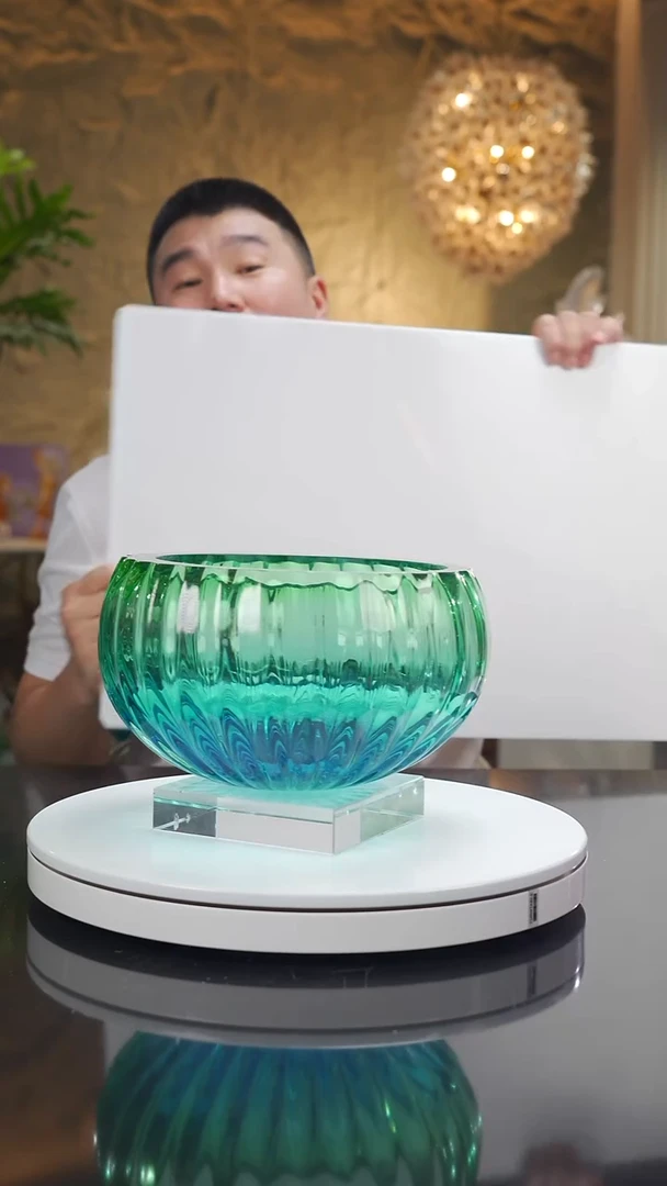 琉璃手工艺品福利蓝绿果碗摆件