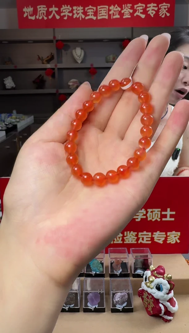 未镶嵌手串南红玛瑙保山冰红南红玛瑙圆珠手串7.5-8mm
