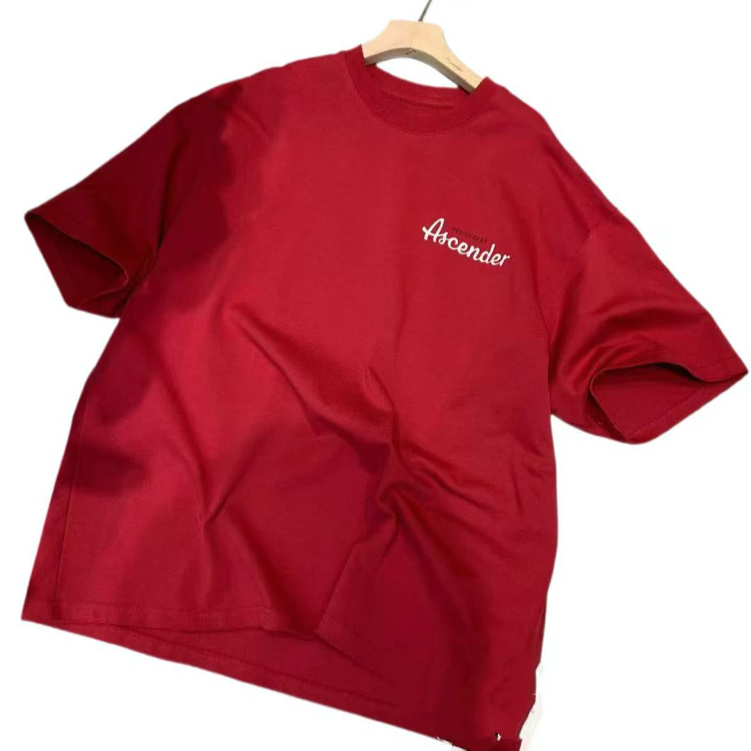 【27和yy家 studio】新疆棉纯棉红色极简百搭t恤