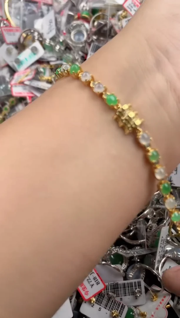 银S925镶嵌戒指翡翠444   1