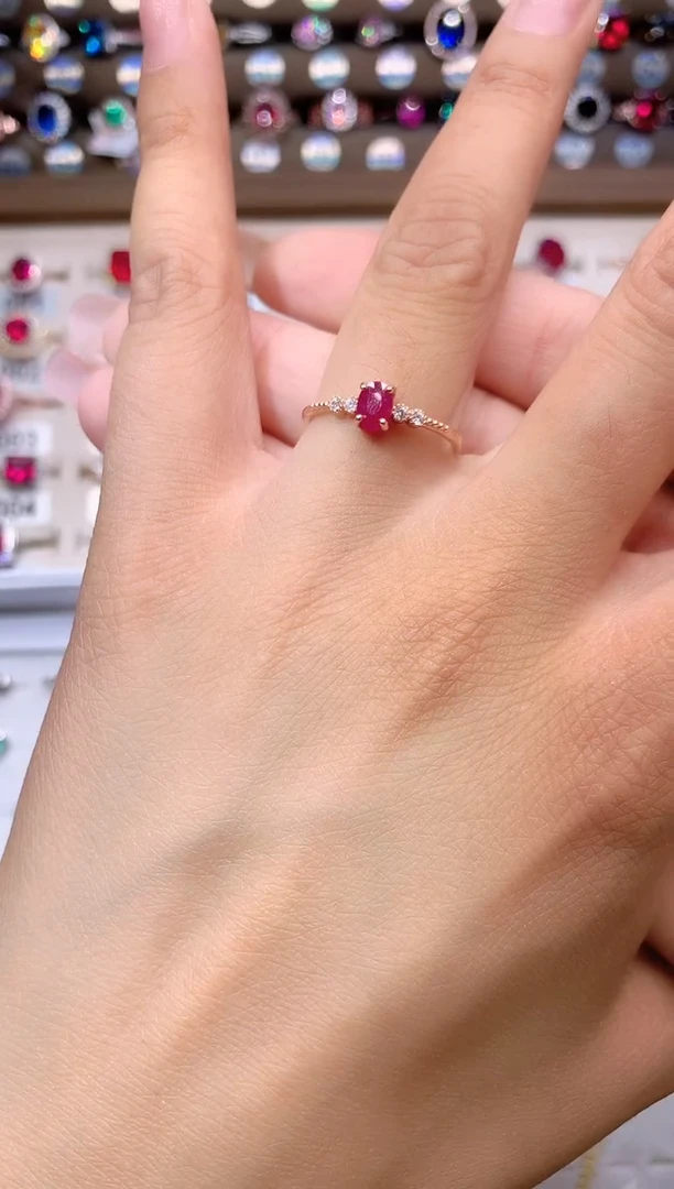 红宝石戒指银S925镶嵌1