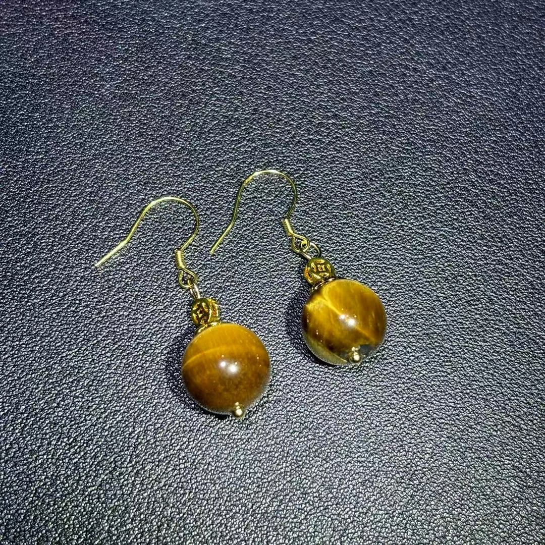 CY11211卡12左右-S925银钩六彩明珠木变奇石耳钩一对-WR