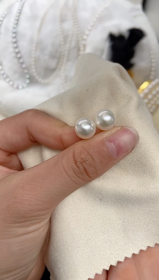 【闪购商品】海水珍珠耳钉18K金镶嵌9.5-10mm耳钉福利