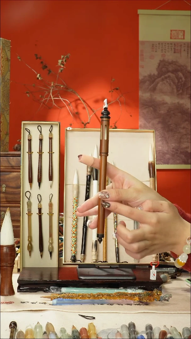 335号闪孤品高货毛笔链接 清水试笔 蘸墨不退