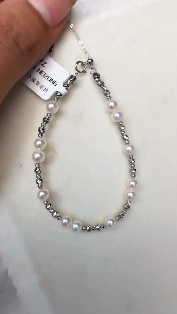 海水珍珠银S925镶嵌手链手链