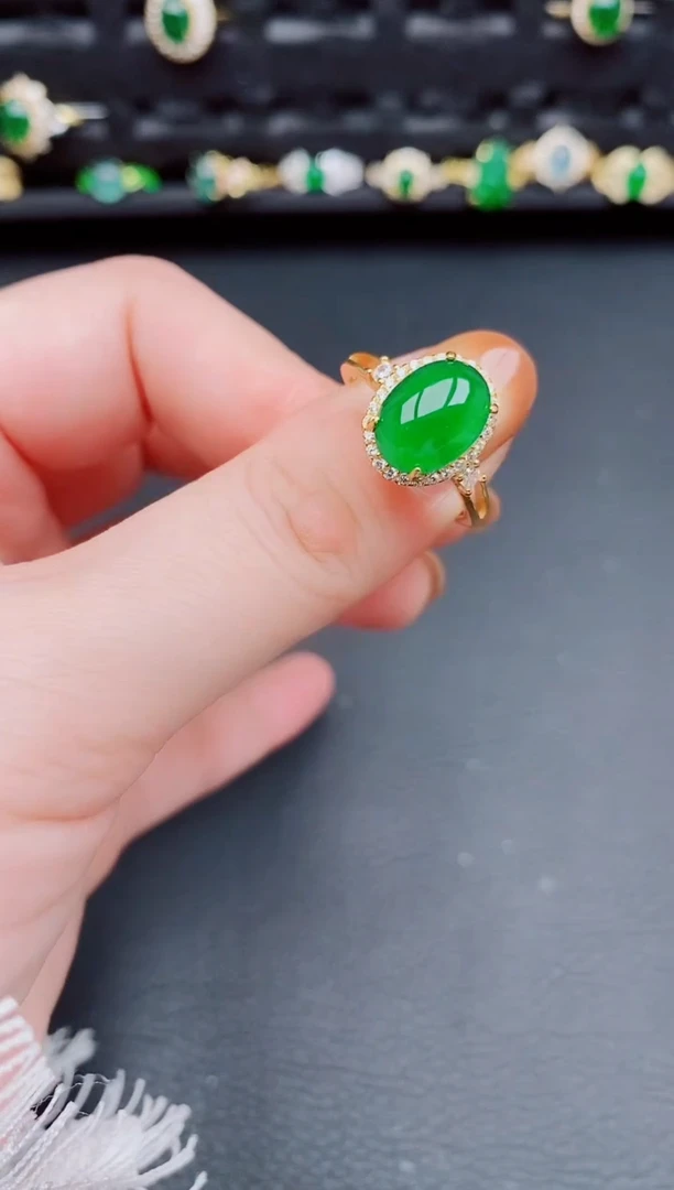 【闪购商品】翡翠戒指银S925镶嵌天然a货翡翠240