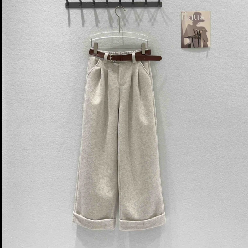 【6046】大漫甄选高级感加厚卷边阔腿裤YF3372