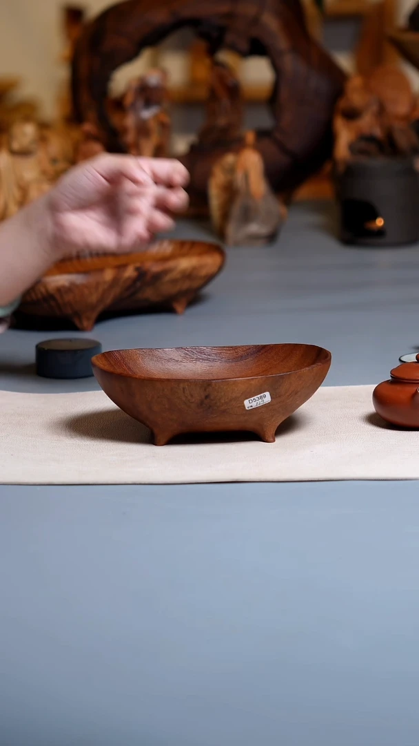 香樟木元宝果盘收纳0987