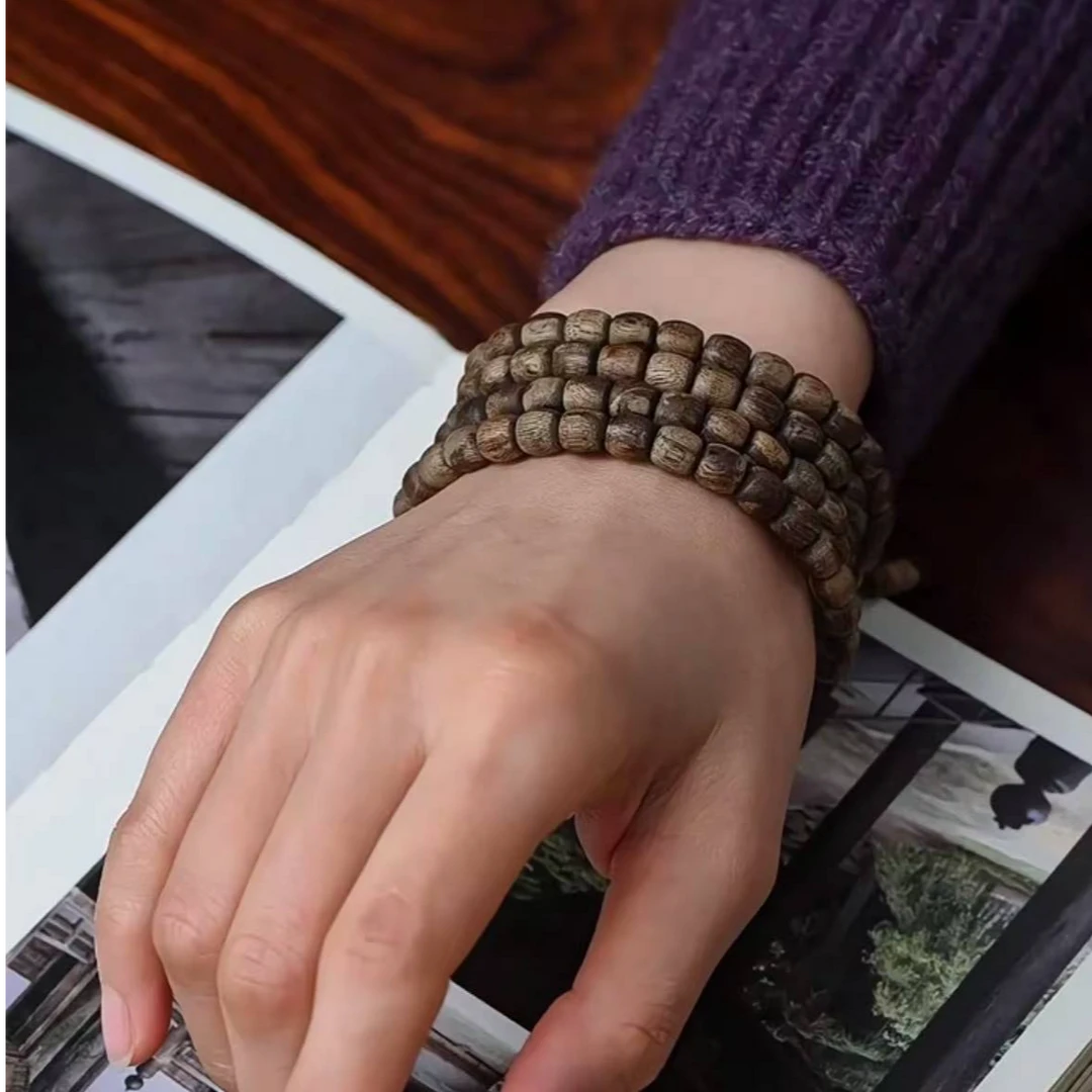 野生芽庄5A䨻雷留疤白棋沉水7*7*108多圈沉香木（纹理随型发其一）