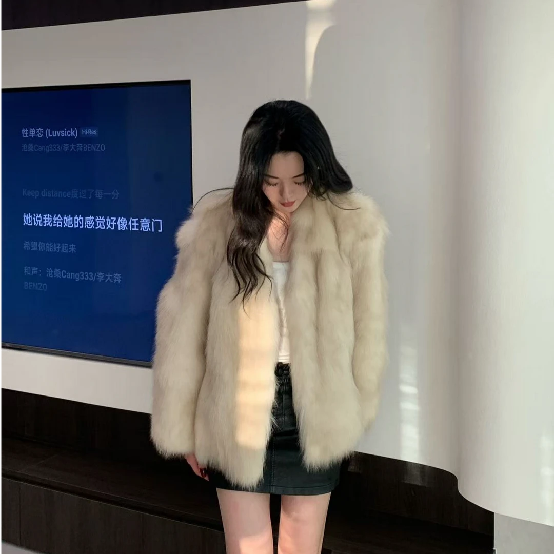 【雪域暖融】新款整皮狐狸毛 V领年轻时尚皮草外套 DD