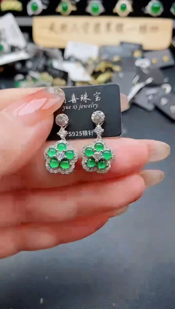 银S925镶嵌戒指翡翠1