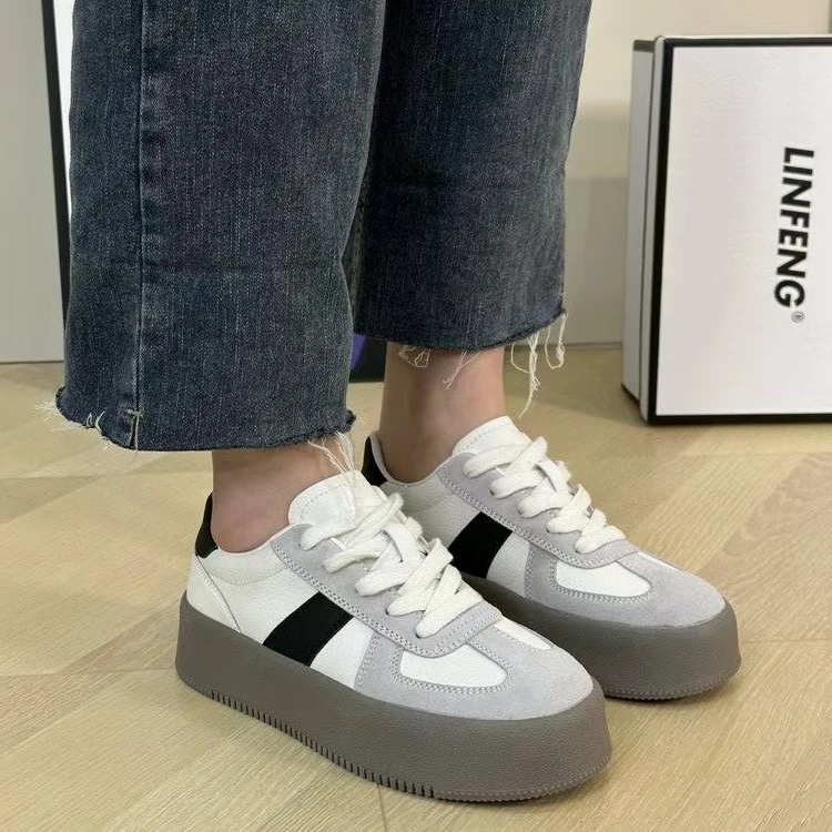 2025新款真皮德训鞋厚底休闲板鞋时尚百搭德迅鞋