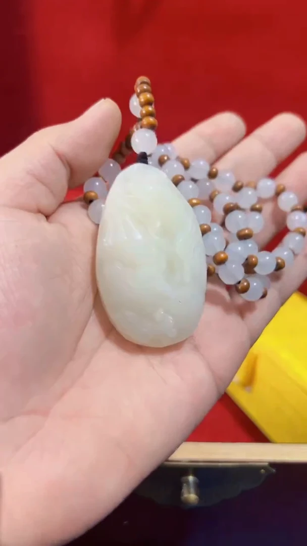 和田玉未镶嵌挂件和田 年年有余挂坠把件（飞铃文玩）