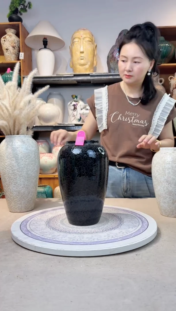 瓶陶瓷花瓶  新品黑色  中号 正品